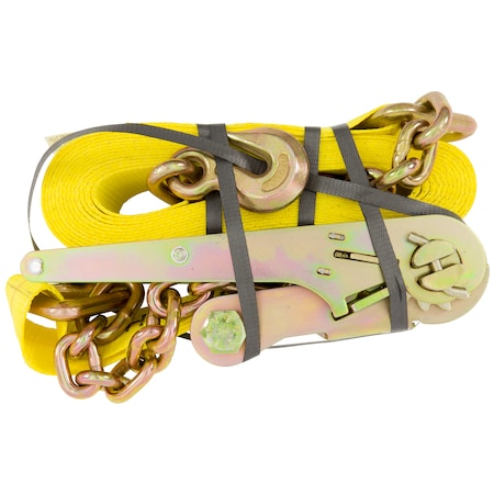 Keeper 30'X3" Ratchet Tie-Down w/Chain Ends, Grab Hook/Delta Ring, 5,000Lbs WLL 4655